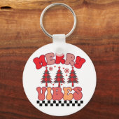 Porte-clés Joyeux Vibes Retro Vacances de Noël Super (Recto)