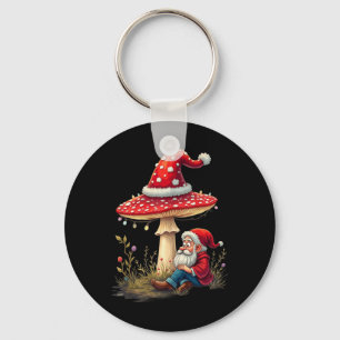 Porte-clés Joyeux Vintage Noël Gnome Champignons Père Noël