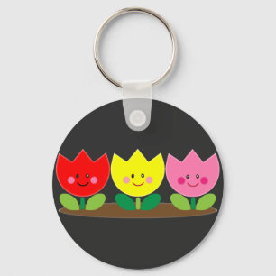 Porte-clés Joyeux visage Tulip Fleurs Jardin art