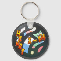 Joyeux X-Mas Motif en verre tendu Porte - clé