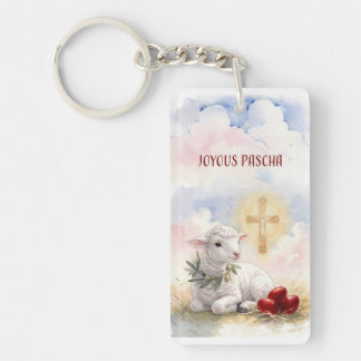 Porte-clés Joyous Pascha Lamb, Red Eggs and Cross