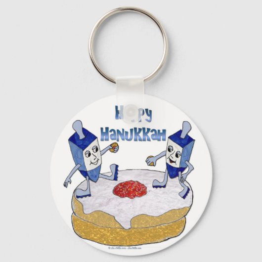 Porte-clés Judaica Happy Hanukkah Dancing Dreidels (Recto)