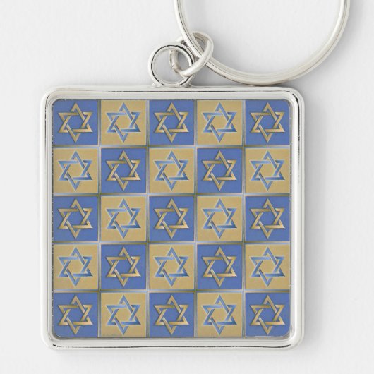 Porte-clés Judaïque Star Of David Metal Gold Blue (Devant)