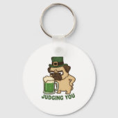 Porte-clés Judgy Funny Pug St.Patrick's Day (Recto)