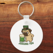 Porte-clés Judgy Funny Pug St.Patrick's Day (Recto)