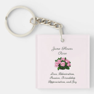 Porte-clés Juin Mois de naissance Fleur Rose intemporel flora