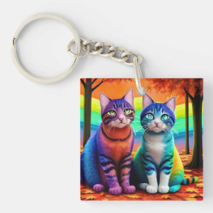 Porte-clés Jumeaux de chats Art numérique-56467