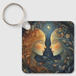 Porte-clés Jumeaux Gémeaux Zodiaque Astrologie Céleste Annive