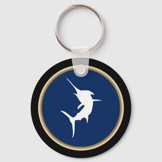 Porte-clés Jumping Marlin sur le bleu foncé (Recto)