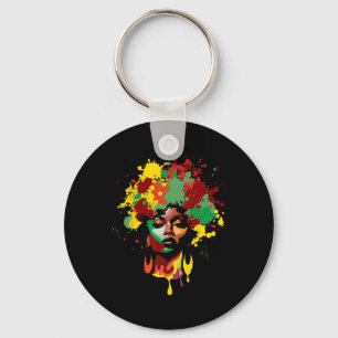 Porte-clés Juneteenth femme noire reine afro mélanine peintur