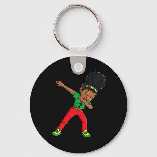 Porte-clés Junetten Dabbing Black Princess Cute Brown Skin (Recto)