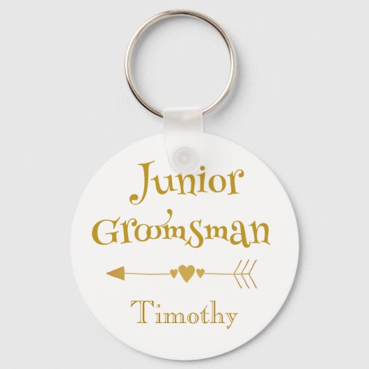 Porte-clés Junior Groomsman Golden et White (Recto)