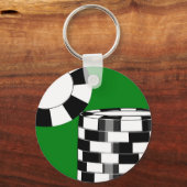 Porte-clés Jus de poker blanc noir sur vert (Recto)