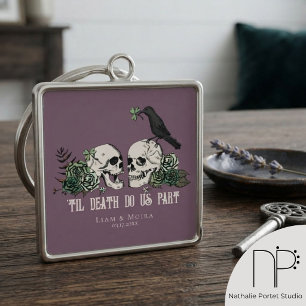 Porte-clés Jusqu'à la mort gothique blush rose floral crâne