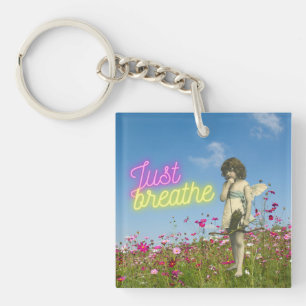 Porte-clés Just Breathe Ange Vintage Art Alteré