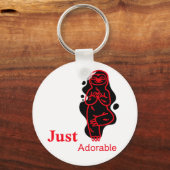 Porte-clés Juste adorable singe noir et texte rouge (Recto)