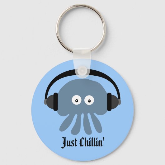 Porte-clés Juste Chillin' Blue Jellfish avec casques (Recto)