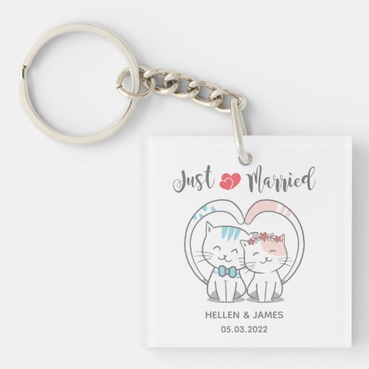 Porte-clés Juste marié Mariage de chat (Devant)
