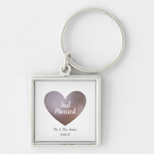 Porte-clés Juste marié perle et coeur violet keyring