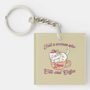 Porte-clés Juste une femme qui aime les chats et le café