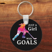 Porte-clés Juste une fille avec des objectifs Hockey Porte -  (Recto)