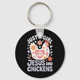 Porte-clés Juste Une Fille Qui Aime Jésus Et Les Poules