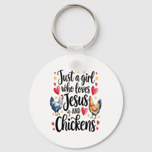 Porte-clés Juste Une Fille Qui Aime Jésus Et Poulet Agritouri