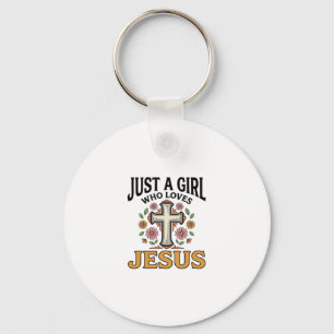 Porte-clés Juste une fille qui aime Jésus Floral Cross Shirt_