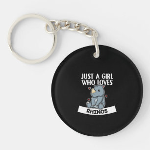 Porte-clés Juste une fille qui aime le rhinocéros mignon
