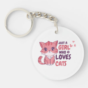 Porte-clés Juste Une Fille Qui Aime Les Chats Cute Chemise Ca