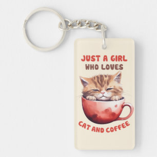 Porte-clés Juste une fille qui aime les chats et le café (2)