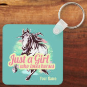 Porte-clés Juste Une Fille Qui Aime Les Chevaux Aquarelle Vin (Verso)