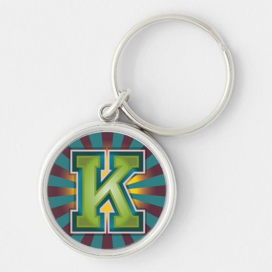 Porte-clés "K" initial coloré (Devant)