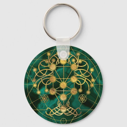 Porte-clés Kabbalah L'arbre de vie - Malachite (Recto)