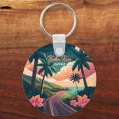Porte-clés Kailua Kona Hawaii Big Island Sunset Retro (Recto)