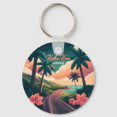 Porte-clés Kailua Kona Hawaii Big Island Sunset Retro (Verso)