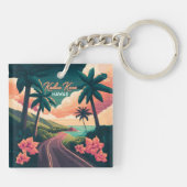 Porte-clés Kailua Kona Hawaii Big Island Sunset Retro (Dos)