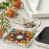 Porte-clés Kaleidoscope Mandala Flower Design-23091 (Devant Droit)