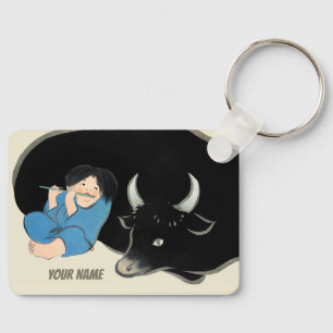 Porte-clés Kamisaka Sekka Flûte joueur Oxherd Japan CC1275