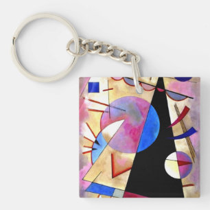 Porte-clés Kandinsky - Cubisme Abstrait avec rose et blues
