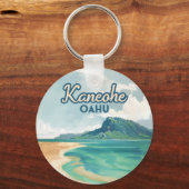 Porte-clés Kaneohe Sandbar Oahu Hawaii Retro (Verso)