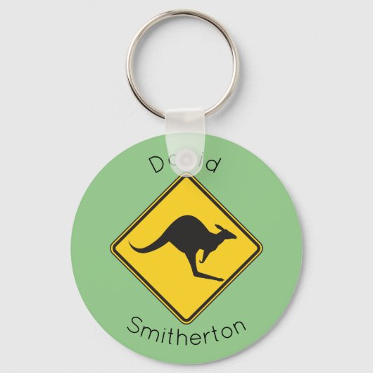 Porte-clés Kangaroo Warning Sign Keychain Gift Australia (Recto)