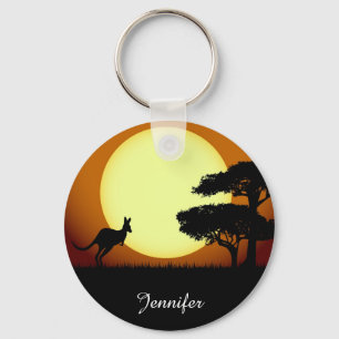 Porte-clés Kangourou au nom de coucher du soleil