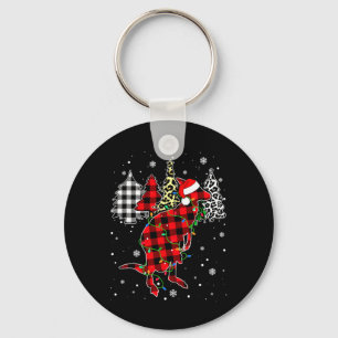 Porte-clés Kangourou de Noël Animaux Noël Buffalo à carreaux