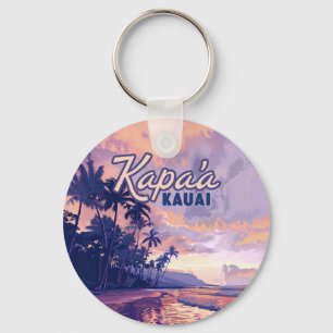 Porte-clés Kapaa Kauai Hawaii Beach Coucher de soleil Palmier