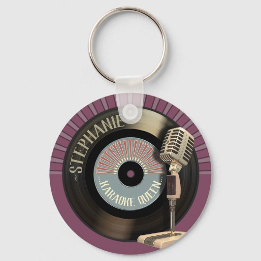 Porte-clés Karaoke Queen Funny Retro Record (Recto)