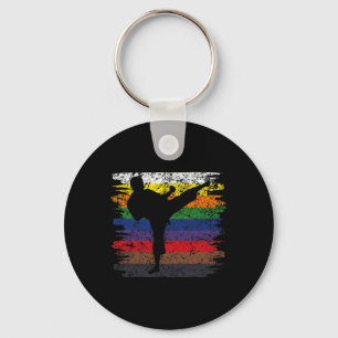 Porte-clés Karate Belt Couleurs Silhouette Arts Martiaux Homm