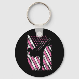 Porte-clés Karate Girl Usa Drapeau American Martial Arts