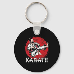 Porte-clés Karate Grunge Design Man Faire Jump Kick Pour Kara