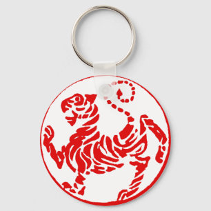 Porte-clés Karaté rouge de Japonais de tigre de Shotokan